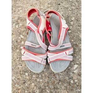 Ecco Cruise Womens Sporty Strappy Sandals White Coral Grey Size 38 Receptor Tech